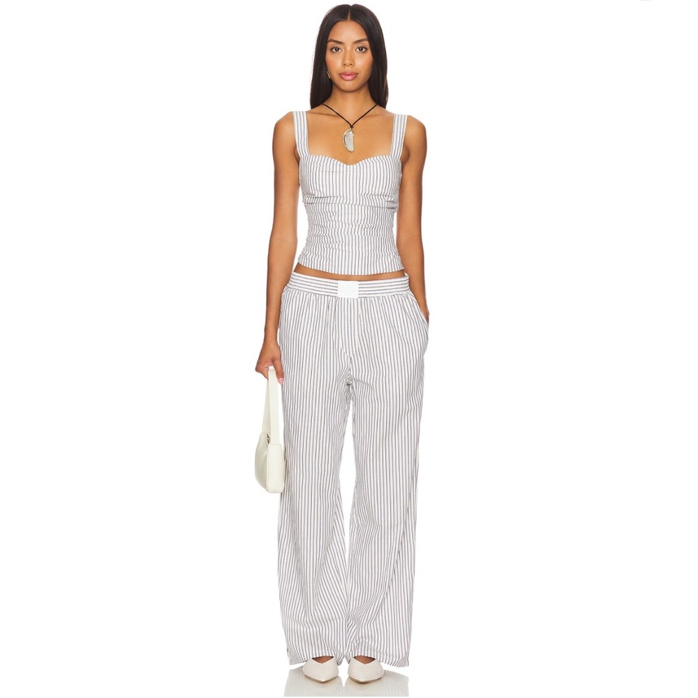 Lioness White and Black Striped Jumpsuit